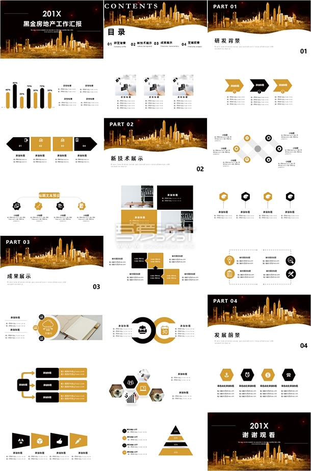 黑金金风格房地产工作汇报ppt模板