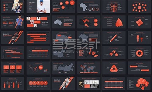253页黑红色大气稳重商务PPT模板