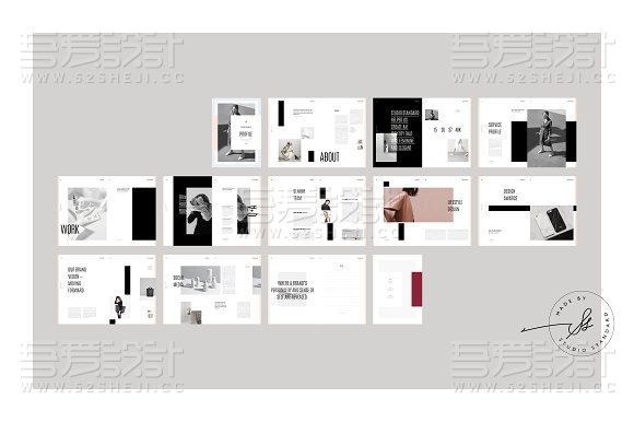 时尚简约通用欧美风格画册杂志模板