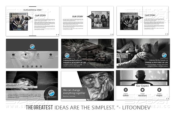 慈善贫困山区摄影展示PPT模板