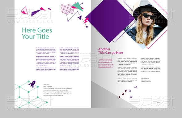 紫色炫酷风格的时尚画册设计模板