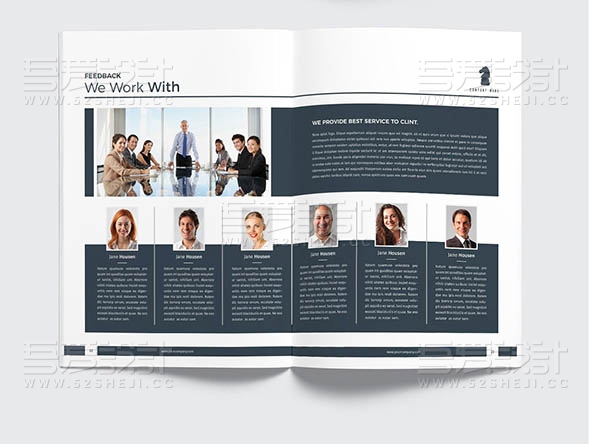 蓝色企业年度报告总结画册模板