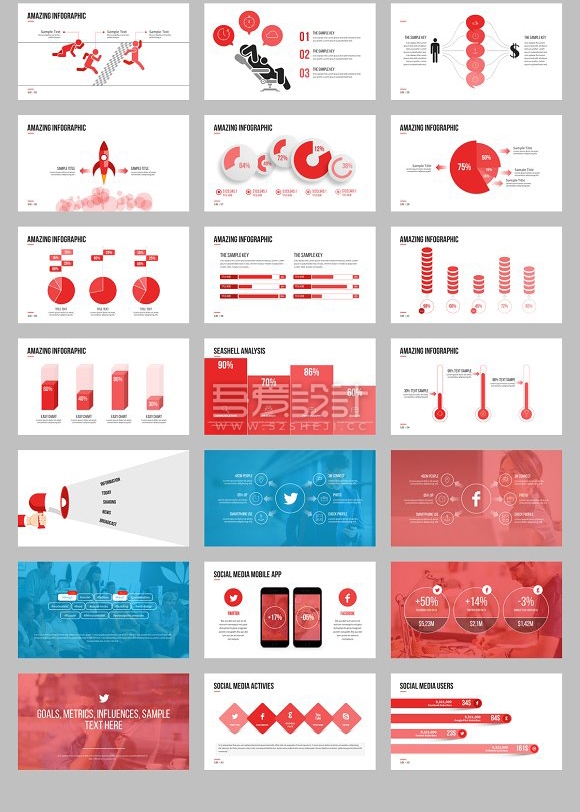 红色极简商务通用PPT模板