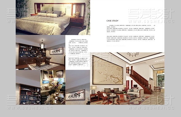 红色大气极简风红木家具画册设计模板