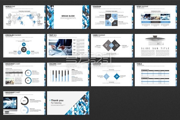 多边形商务年终总结报告PPT模板