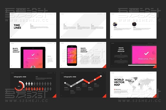 120创意多边形图形切割风格PPT模板