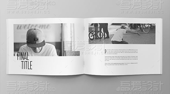 灰白色调极简摄影宣传画册模板