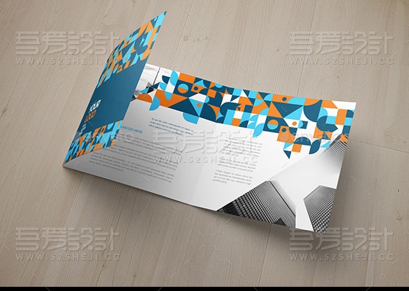 方形彩色花纹企业三折页模板