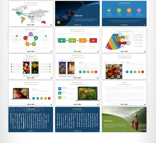 多色彩企业通用PPT模板