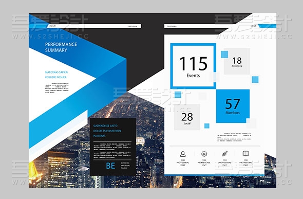 蓝色高端欧美风格科技画册模板