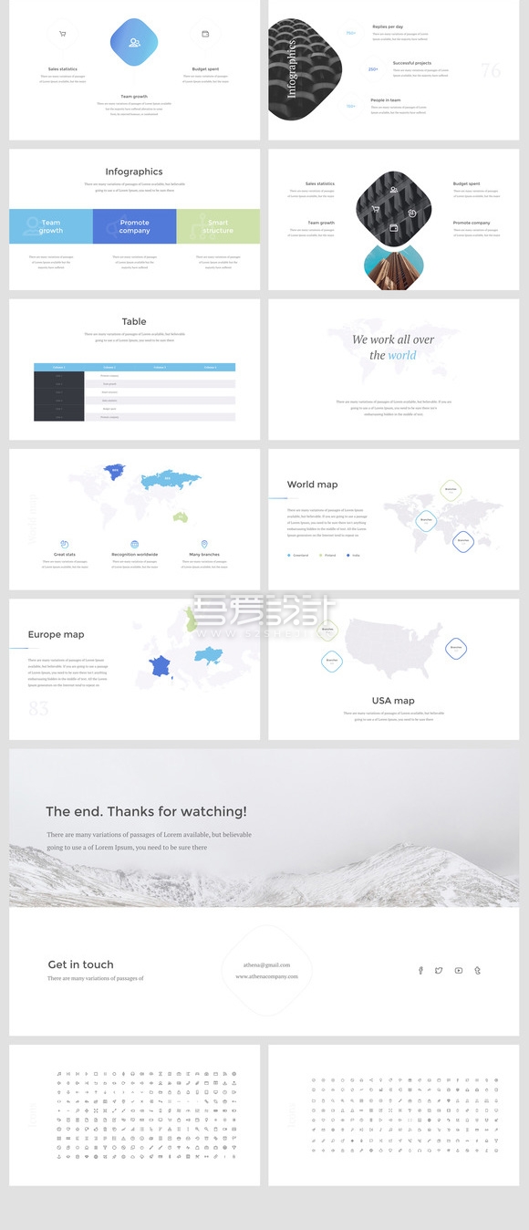 简约时尚团队介绍艺术展示keynote模板