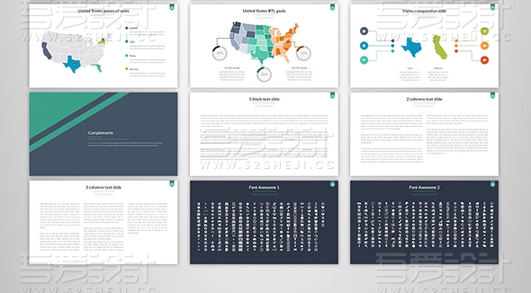多色彩欧美风格企业通用PPT模板