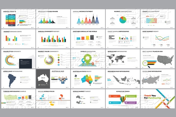 150页扁平化卡通图形风格PPT模板