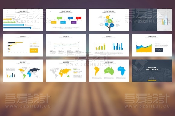 扁平化欧美商务风格PPT模板