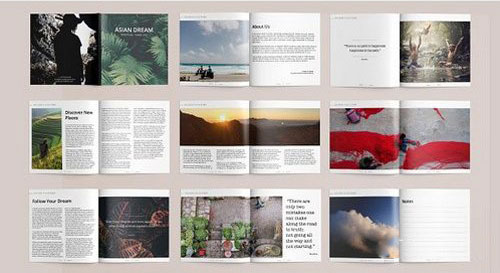 简约杂志风格旅游风景展示画册模板