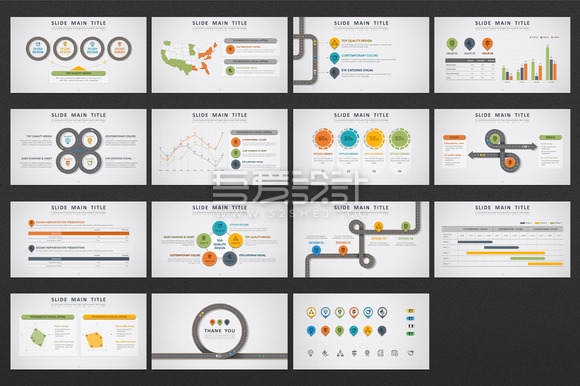 微立体创意卡通风交通高速公路PPT模板