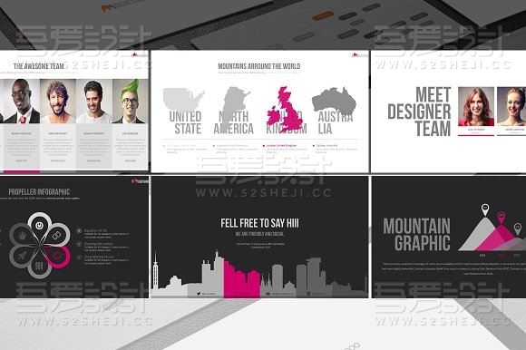 96页扁平化商务统计报告PPT模板