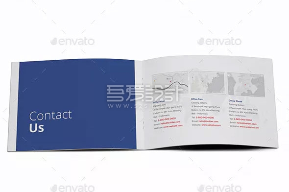 蓝色简约横版企业宣传画册模板