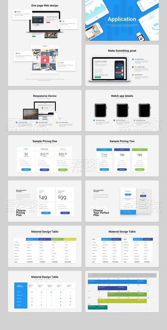 220页扁平化微粒体风格PPT模板