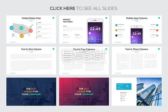 扁平化商务简洁年终总结通用PPT模板