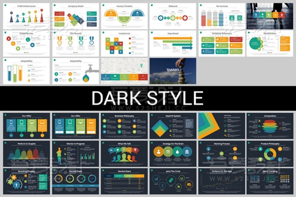 100页多种图表商务总结PPT模板