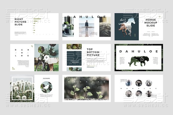 简约创意动物剪影PPT模板