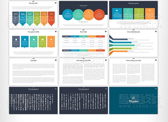 多色彩商务风格企业通用PPT模板