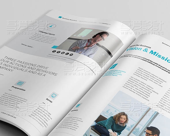 蓝色简约大气企业宣传画册模板