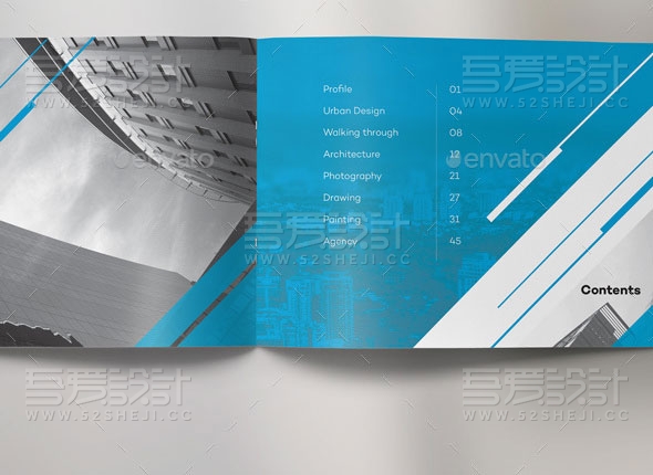 蓝色高端创意欧美风格企业宣传画册模板