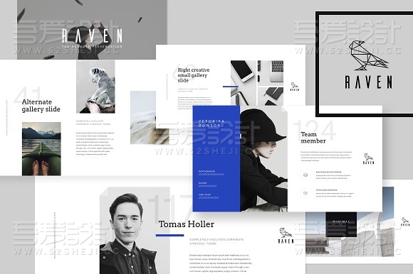 125极简模特杂志人物展示keynote模板