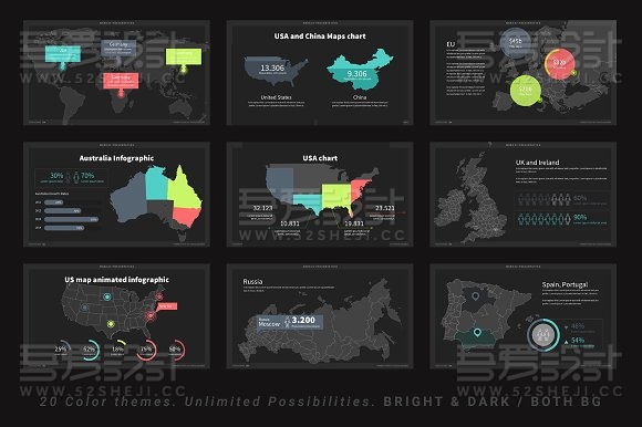 400页大型动画扁平化简约时尚风格PPT模板