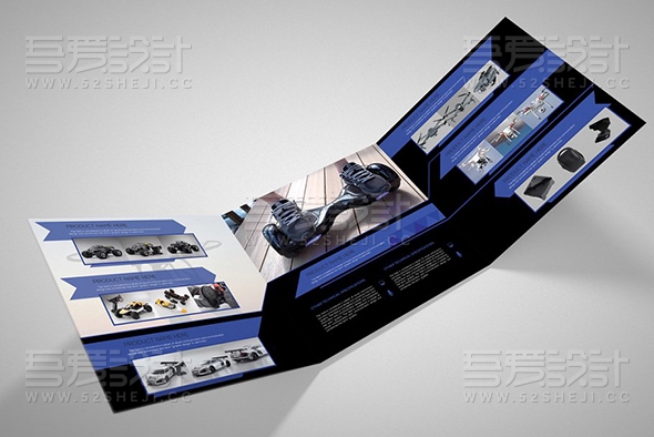 蓝色科技产品展示无人机展示三折页模板