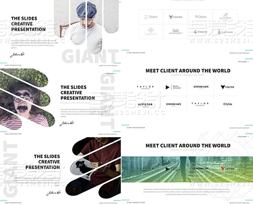 极简创意线条图形多用途PPT模板