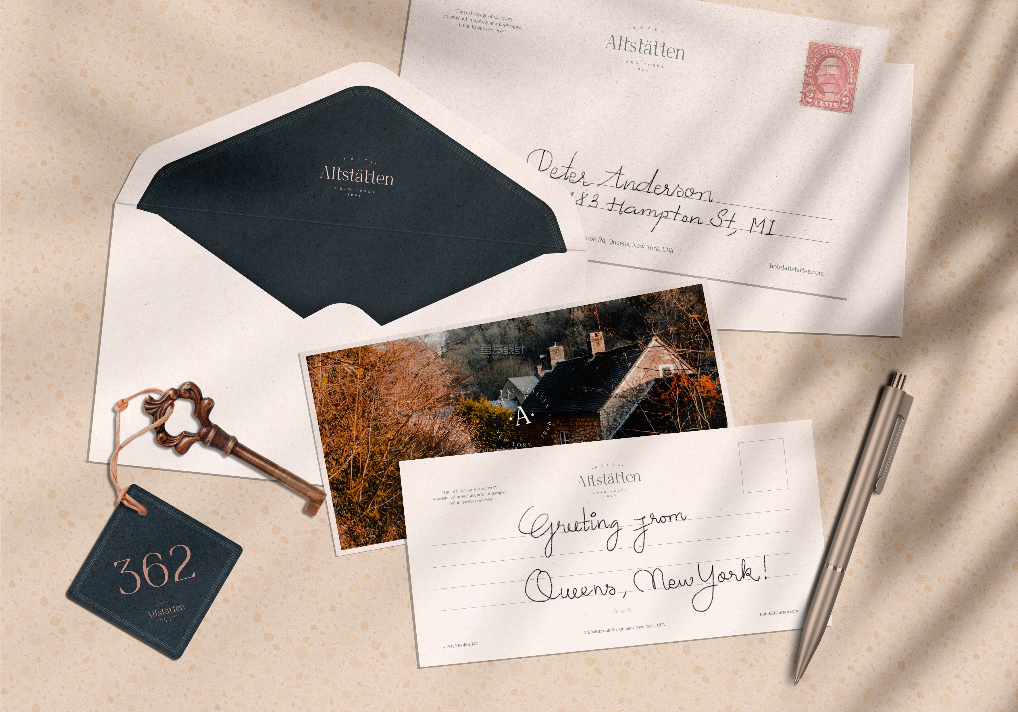 信封明信片样机贴图