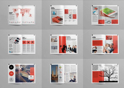 红蓝色欧美风企业宣传ID画册模板