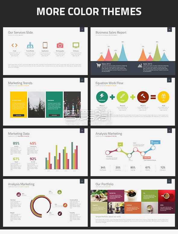 60页多色彩商务通用PPT模板