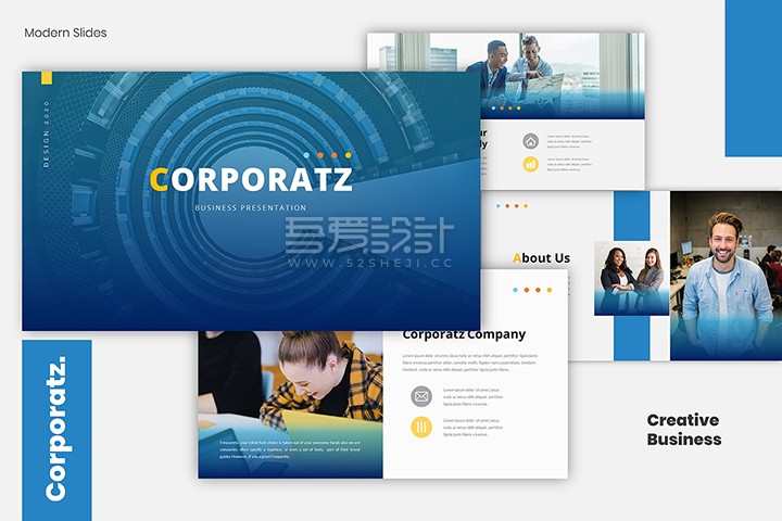 36张蓝色企业简介/教育机构PPT模板