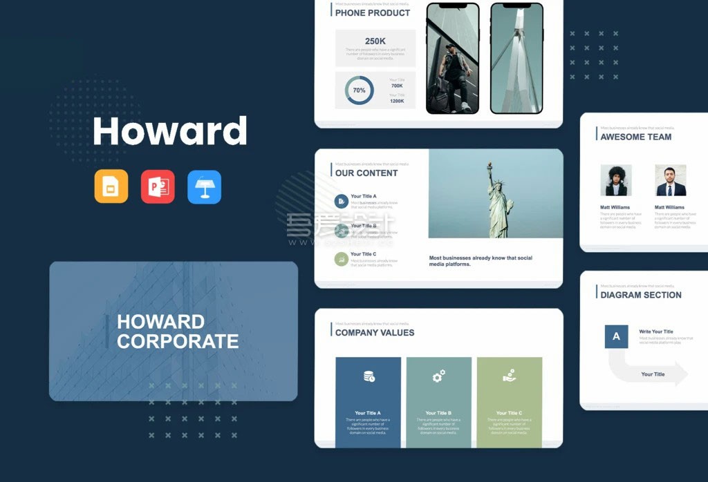 深蓝色专业营销商业提案PPT模板