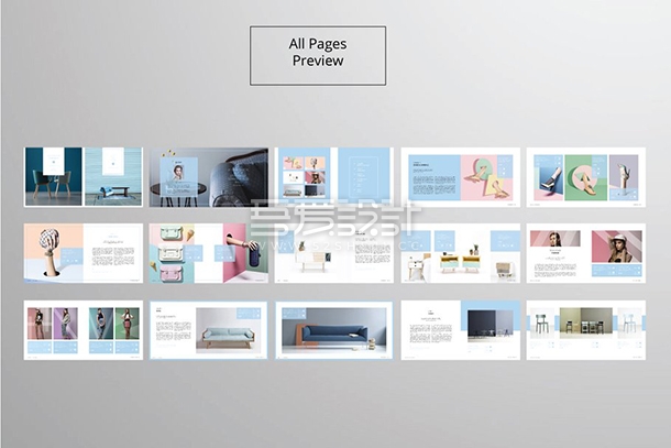 简约方形创意时尚家具展示宣传画册模板