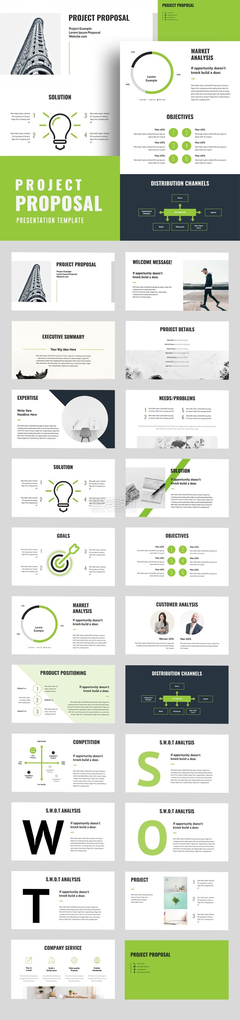 22页清新绿色项目提案PowerPoint模板