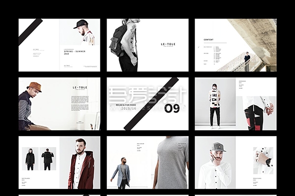 简约时尚服装展示产品展示Indesign杂志画册模板