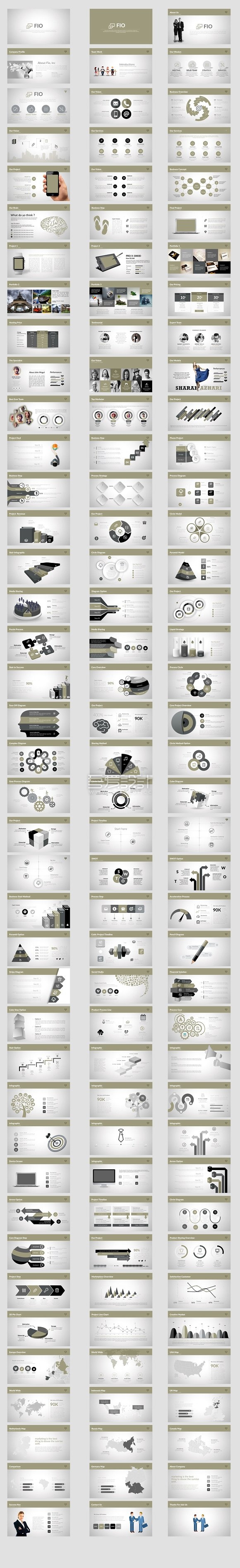120页微立体数据图表工作总结PPT模板