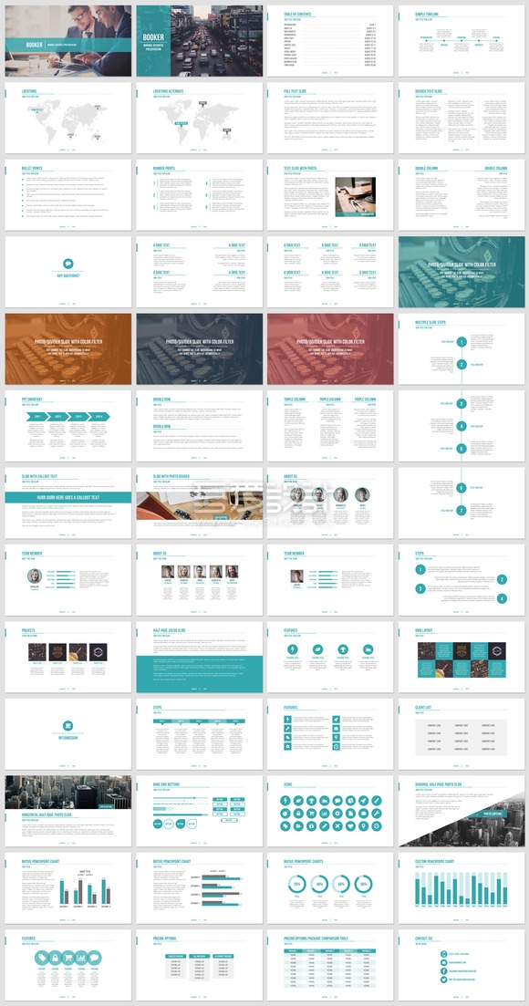 蓝色简约商务通用PPT模板