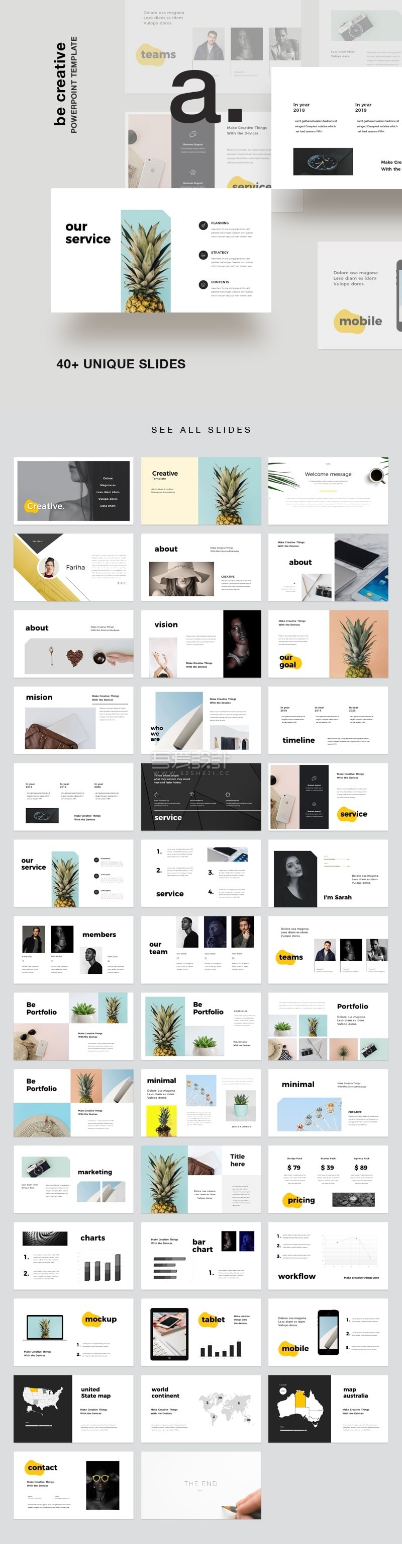 40多个独特创意PowerPoint演示模板