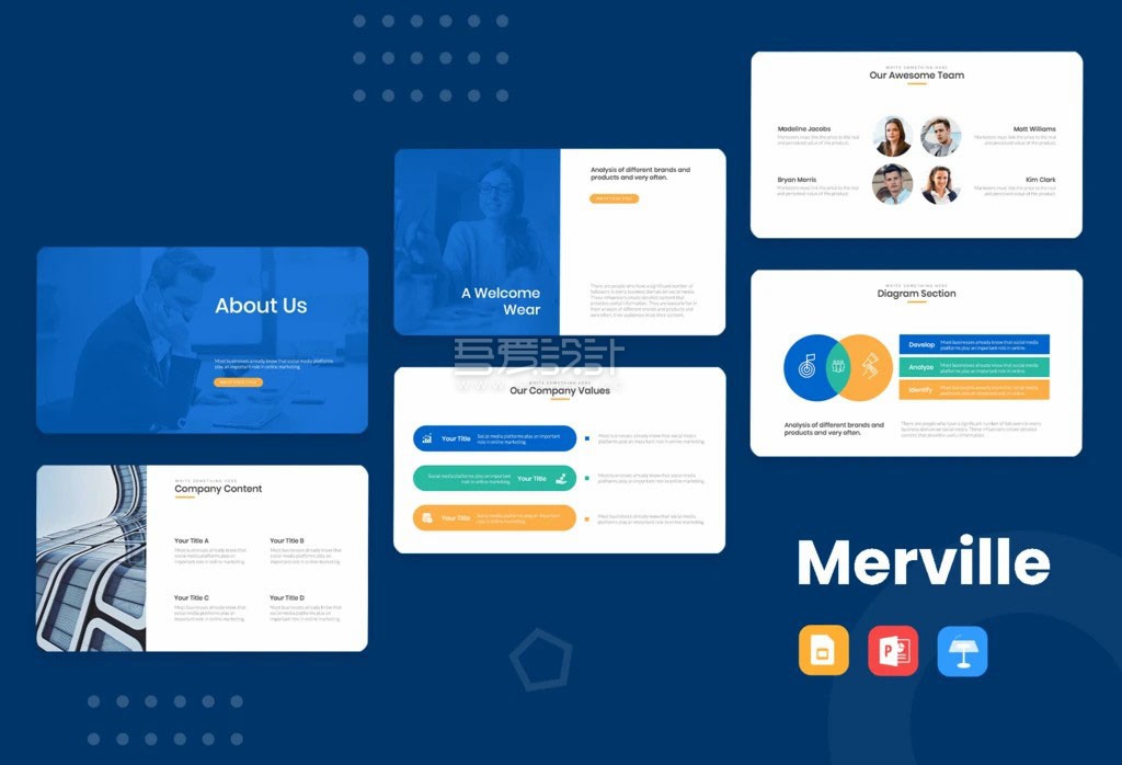 蓝色系企业宣传业务介绍演示PPT模板
