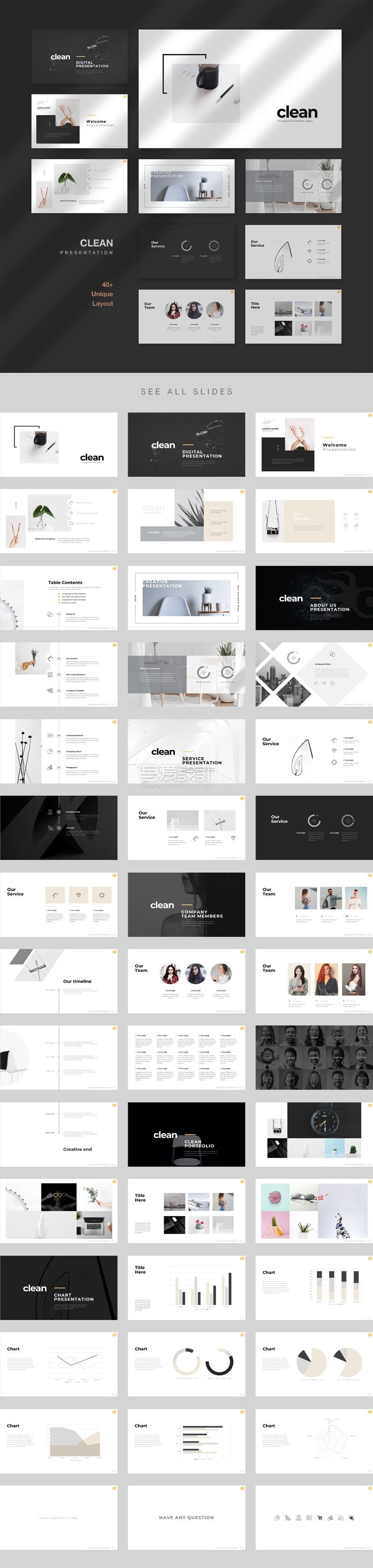 黑白高级创意多用途PPT演示模板