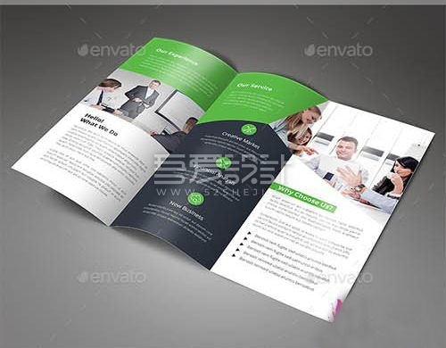 绿色清新大气企业宣传三折页模板