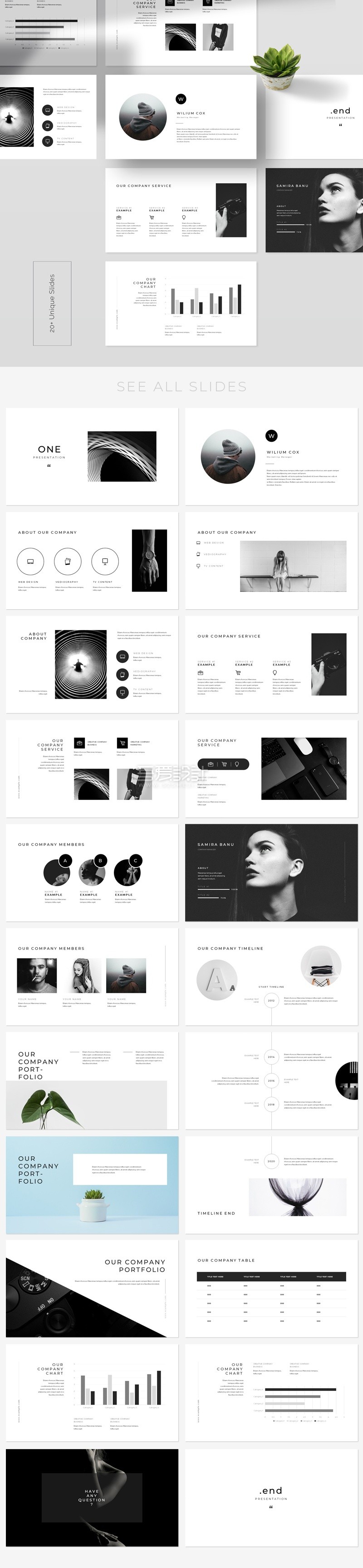 20多页独特创意PowerPoint模板