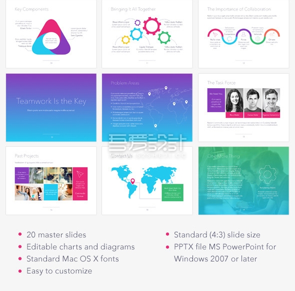 20页渐变欧美风通用PPT模板