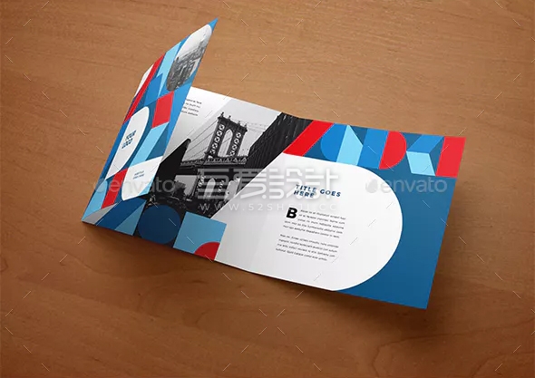 方形彩酷图案三折页模板